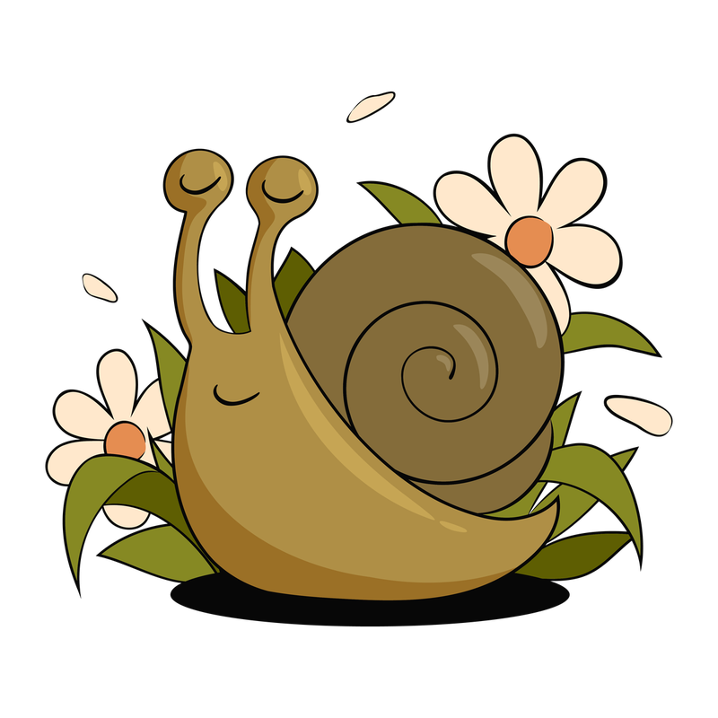Peaceful Snail — Baby on Bored mascot illustration tucked into pack corner